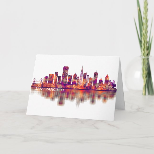 San Francisco California Skyline Feiertagskarte (Vorderseite)