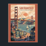 San Francisco California Skyline Travel Art Retro Postkarte<br><div class="desc">San Francisco retro Vektorreise Design. Von der Erkundung der Insel Alcatraz bis zum Spaziergang durch Fisherman’s Wharf und Chinatown bietet San Francisco eine perfekte Mischung aus Geschichte,  Landschaft und Kultur.</div>
