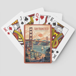 San Francisco California Skyline Travel Art Retro Spielkarten