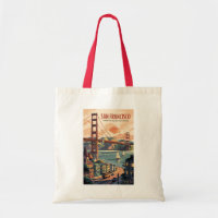 San Francisco California Skyline Travel Art Retro