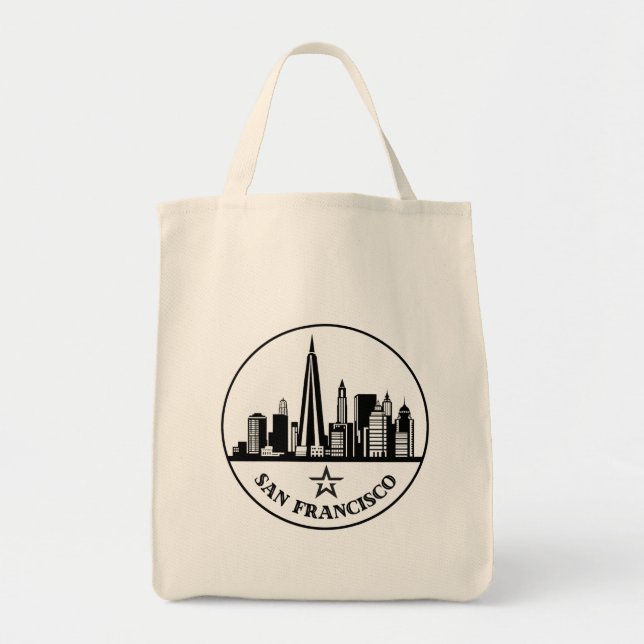 San Francisco California Stylized Skyline Tragetasche (Vorne)