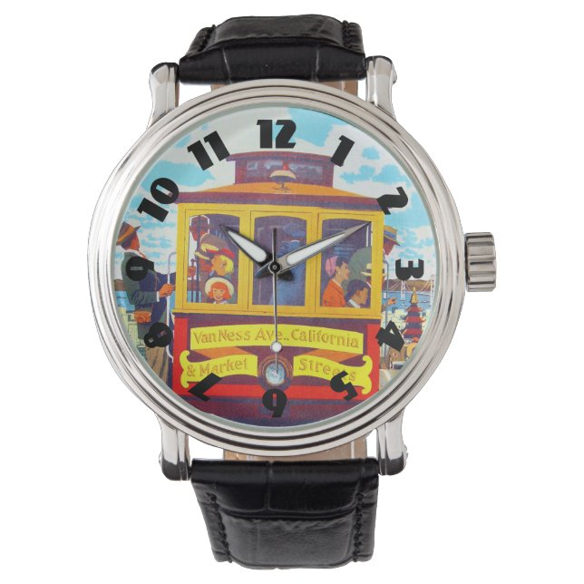 San Francisco California Trolley Car Golden Gate Armbanduhr (Vorderseite)