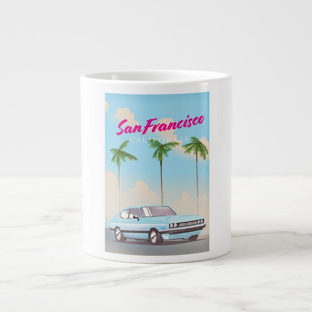San Francisco California Tropical travel poster Jumbo-Tasse (Vorderseite)