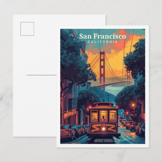 San Francisco California Vintag Art Travel Postkarte (Vorne/Hinten)