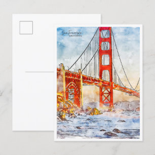 San Francisco California Vintage Reise Aquarell Postkarte