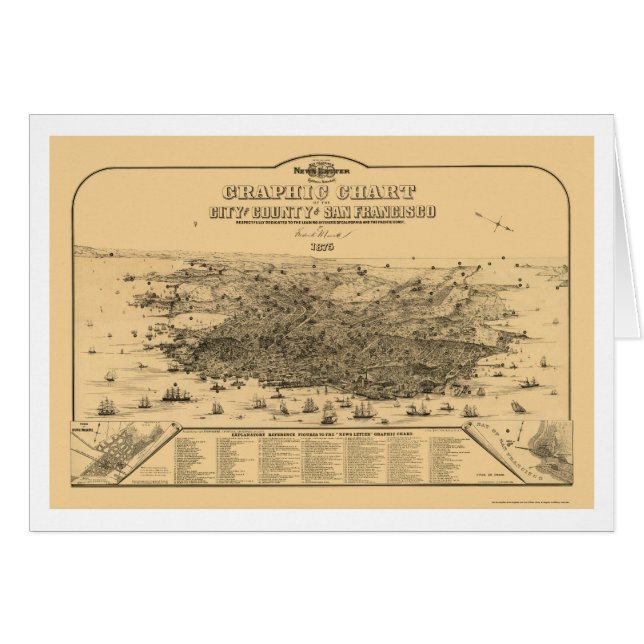 San Francisco, carte panoramique de CA - 1875 (Devant horizontal)