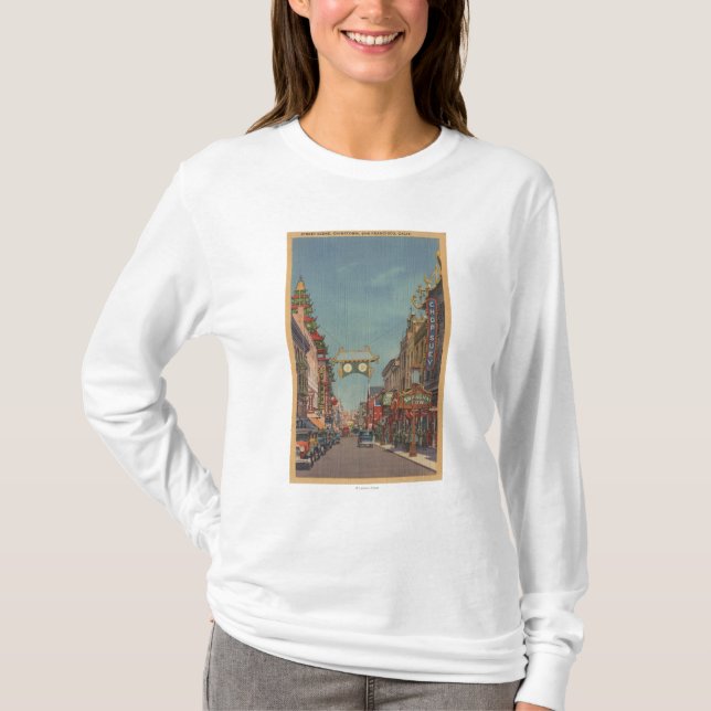 San Francisco, CAStreet Szene von Chinatown T-Shirt (Vorderseite)