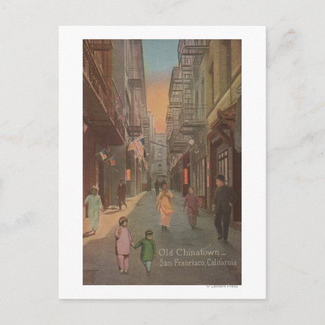San Francisco, CAView der Old Chinatown Street Postkarte (Vorderseite)
