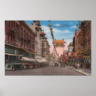 San Francisco, CAView von Chinatown Main Street Poster