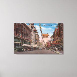 San Francisco, CAView von Chinatownhauptstraße Leinwanddruck