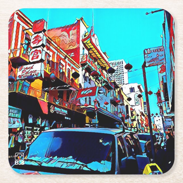 San Francisco Chinatown PapierUntersetzer Rechteckiger Pappuntersetzer (Vorderseite)
