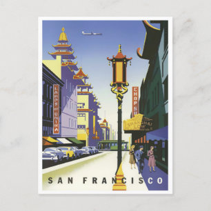 San Francisco Chinatown Vintage Reise Postkarte