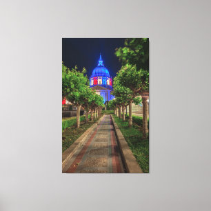 San Francisco City Hall in Rot, Weiß und Blau Leinwanddruck
