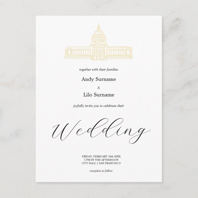 San Francisco City Hall Wedding Post Card Postkarte (Vorderseite)