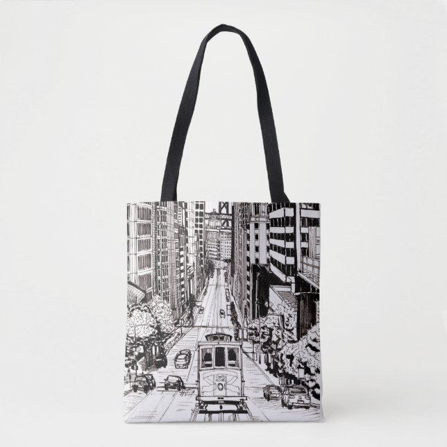 San Francisco City Pen und Tinte Zeichnend Tasche (Vorderseite)
