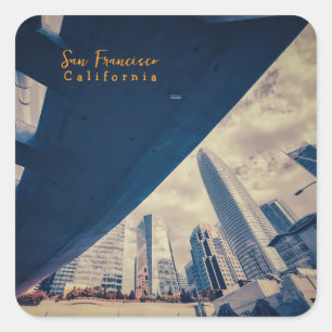 San Francisco Cityscape, Kalifornien Quadratischer Aufkleber