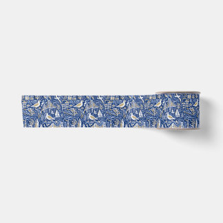 San Francisco Coastal Citycape in Navy & Gold Satinband