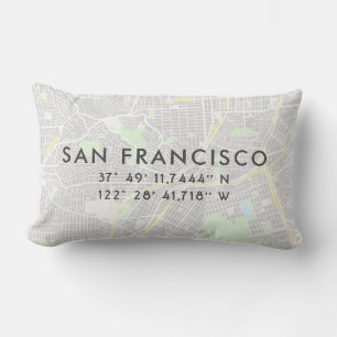 San Francisco Custom Map Subtile Hues Lendenkissen