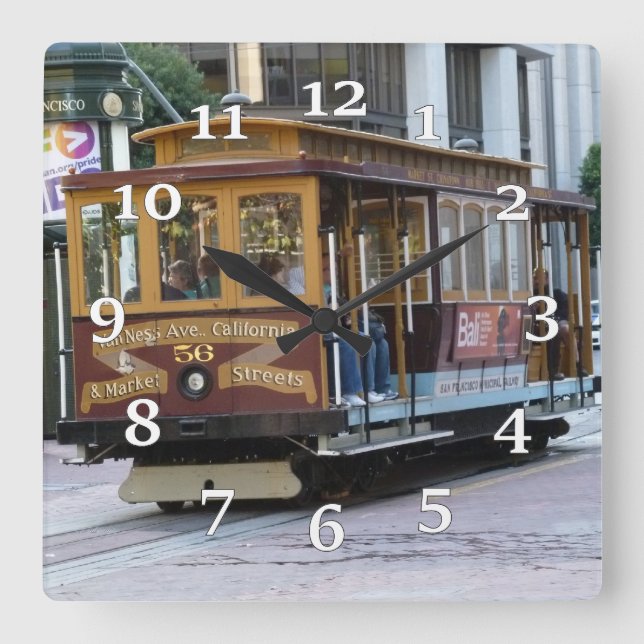 San Francisco Drahtseilbahn-Wanduhr Quadratische Wanduhr (Vorderseite)