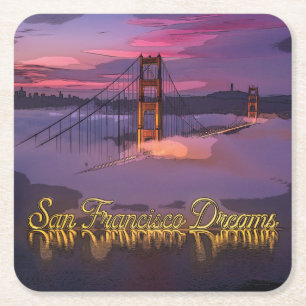 "San Francisco Dreams" Golden Gate Bridge Sonnenun Rechteckiger Pappuntersetzer