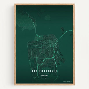 San Francisco Druck Karte Wandkunst Poster Geschen