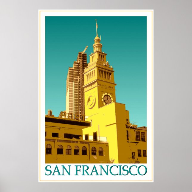 San Francisco Ferry Gebäude - Pop Art Poster (Vorne)
