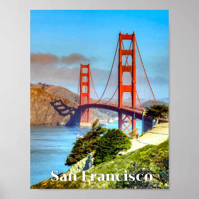 San Francisco, Golden Gate Bridge, affiche de voya (Devant)