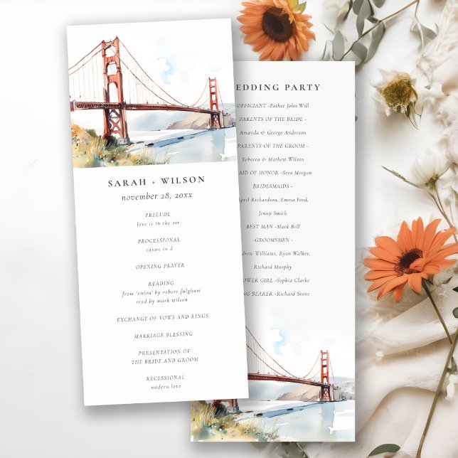 San Francisco Golden Gate Bridge Hochzeitsprogramm Einladung (Von Creator hochgeladen)