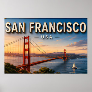 San Francisco Golden Gate Bridge Panoramablick Poster