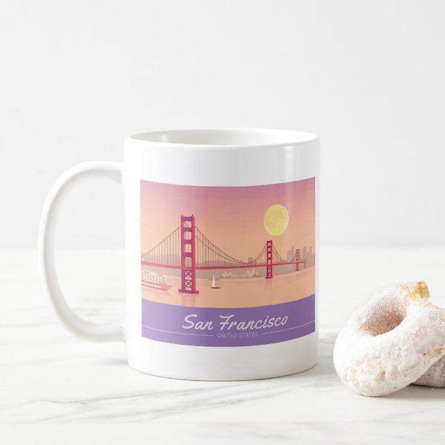 San Francisco Golden Gate Bridge Pastel Travel Kaffeetasse (Mit Donut)