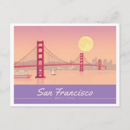 San Francisco Golden Gate Bridge Pastel Travel Postkarte