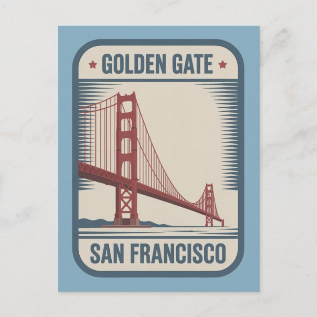 San Francisco Golden Gate Bridge Retro Postkarte (Vorderseite)