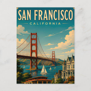 San Francisco Golden Gate Bridge Retro Postkarte