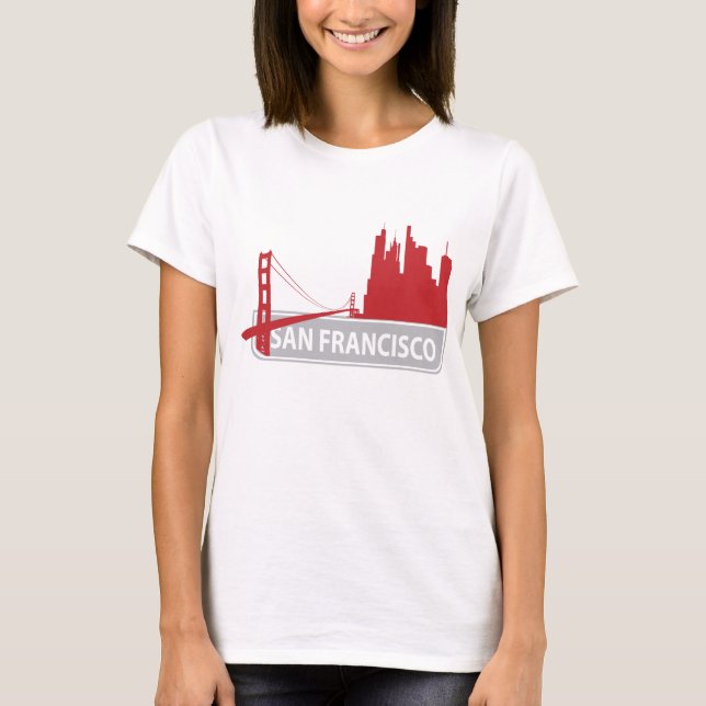 San Francisco Golden Gate Bridge Skyline Tee Shirt (Vorderseite)