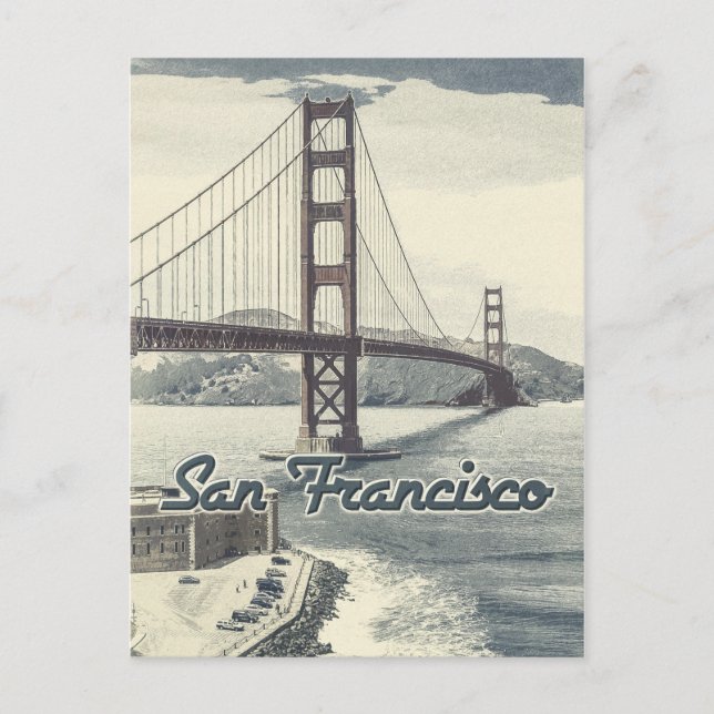 San Francisco Golden Gate Bridge ✪ Vintager Stil Postkarte (Vorderseite)