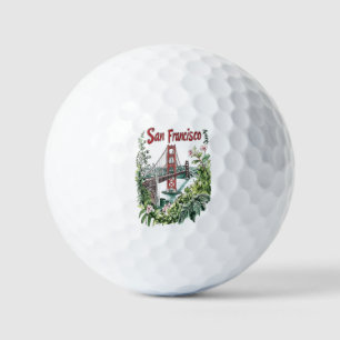 San Francisco Golden Gate Bridge Wasserfarbendesig Golfball