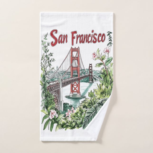 San Francisco Golden Gate Bridge Wasserfarbendesig Handtuch (Handtuch)