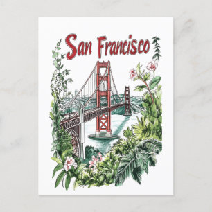 San Francisco Golden Gate Bridge Wasserfarbendesig Postkarte