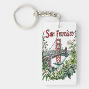 San Francisco Golden Gate Bridge Wasserfarbendesig Schlüsselanhänger