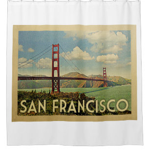 San Francisco Golden Gate Brücke Vintage Reise Duschvorhang