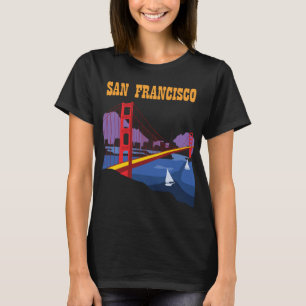 San Francisco Golden Gate Retro-Reise-T-Shirt T-Shirt