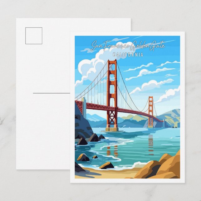San Francisco Golden Gate Vintage Postkarte (Vorne/Hinten)