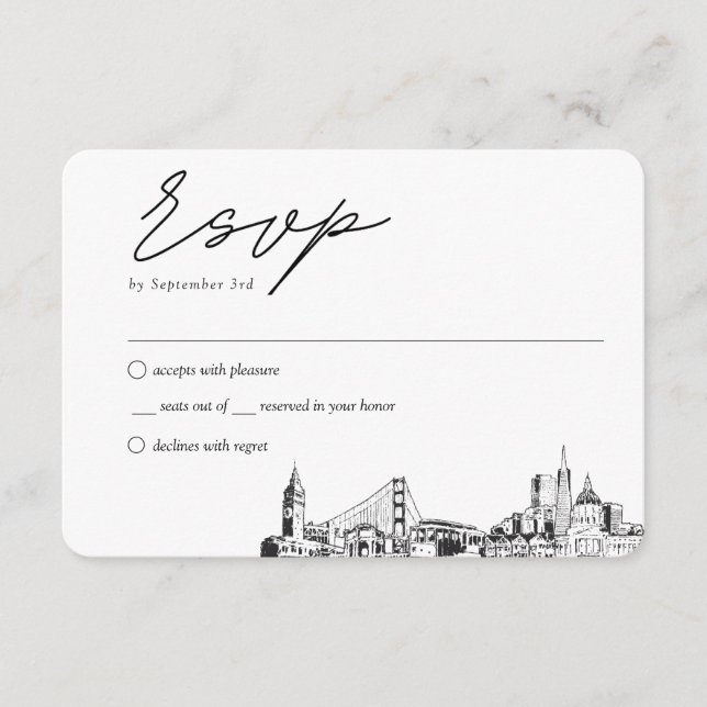 San Francisco Hochzeit Traditionelle UAWG Begleitkarte (Vorderseite)