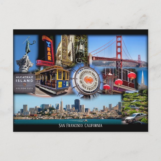 San Francisco Iconic Tourist Attraktionen Postkart Postkarte (Vorderseite)