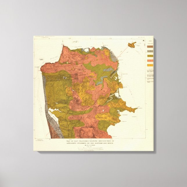 San Francisco Intensität des Erdbebens Leinwanddruck (Vorderseite)