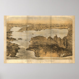 San Francisco Kalifornien 1876 Panoramakarte Poster