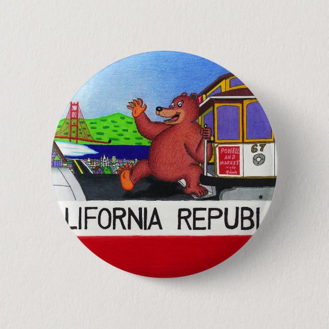 San Francisco Kalifornien Bärn-Flagge 2 Button (Vorderseite)
