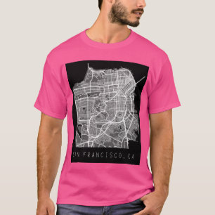San Francisco Kalifornien CA Stadtplan schwarz und T-Shirt
