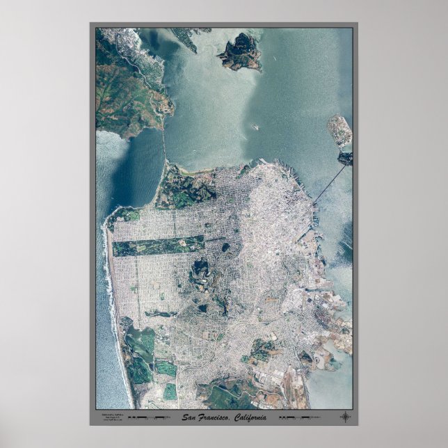 San Francisco, Kalifornien, Satellitenposter Poster (Vorne)