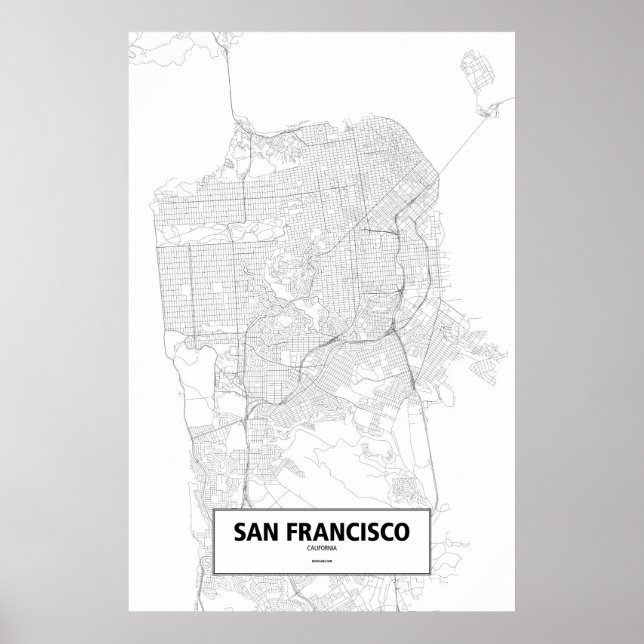 San Francisco, Kalifornien (schwarz auf weiß) Poster (Vorne)